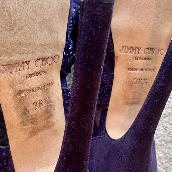 Jimmy Choo Purple Rhinestone Stiletto Heels - Picture 6 of 12